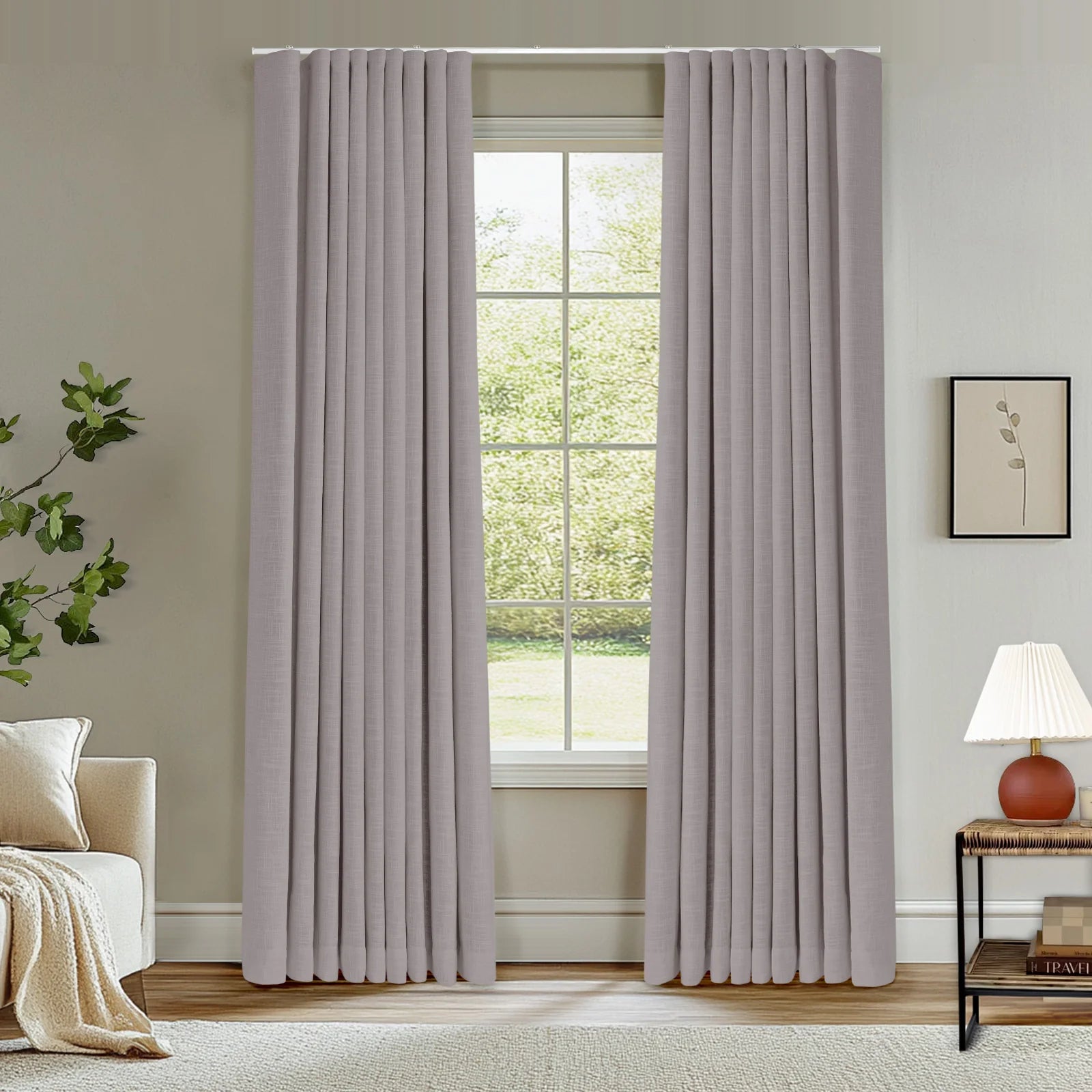 Zoe Linen Ripple Fold Drapery with Track Kit