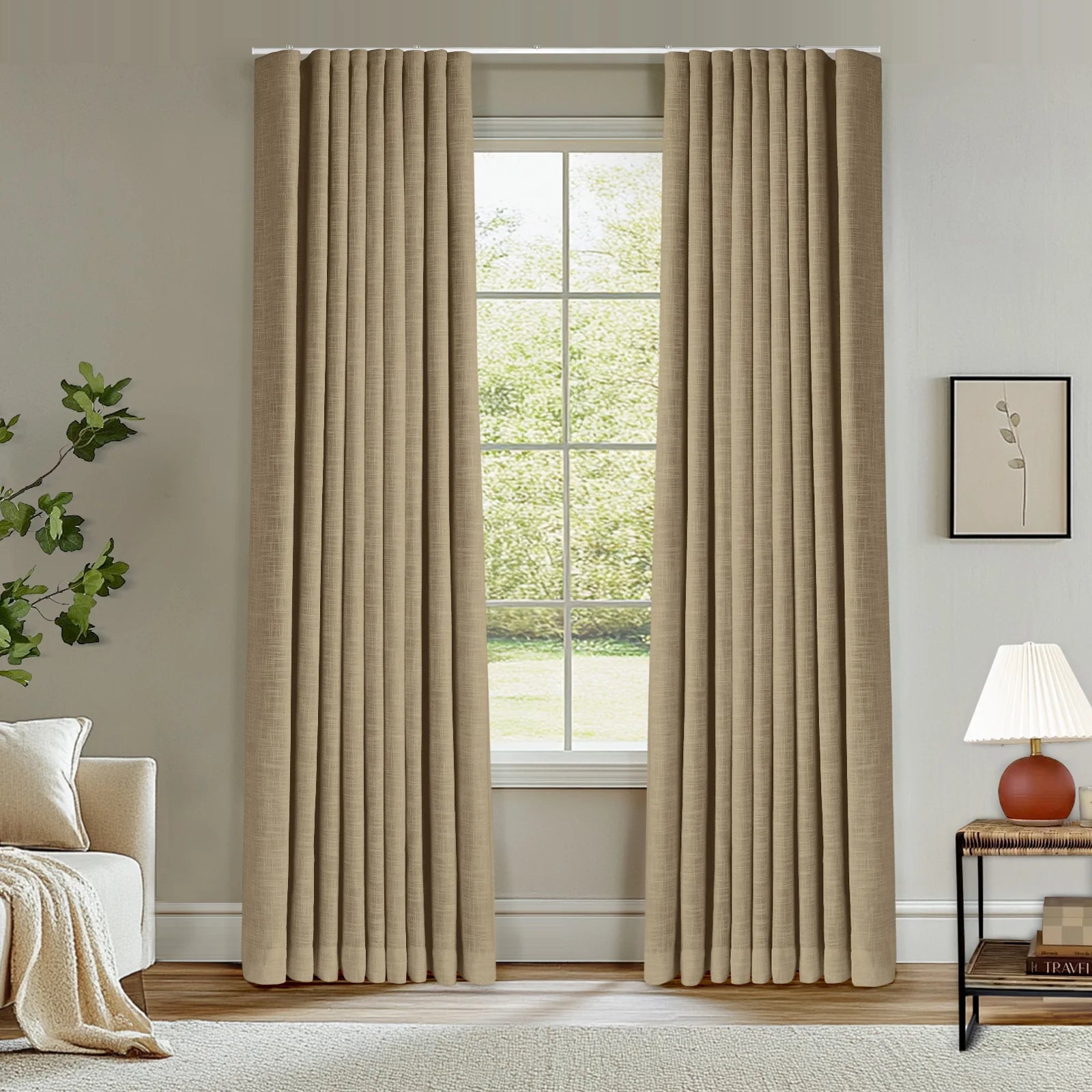 Zoe Linen Ripple Fold Drapery with Track Kit