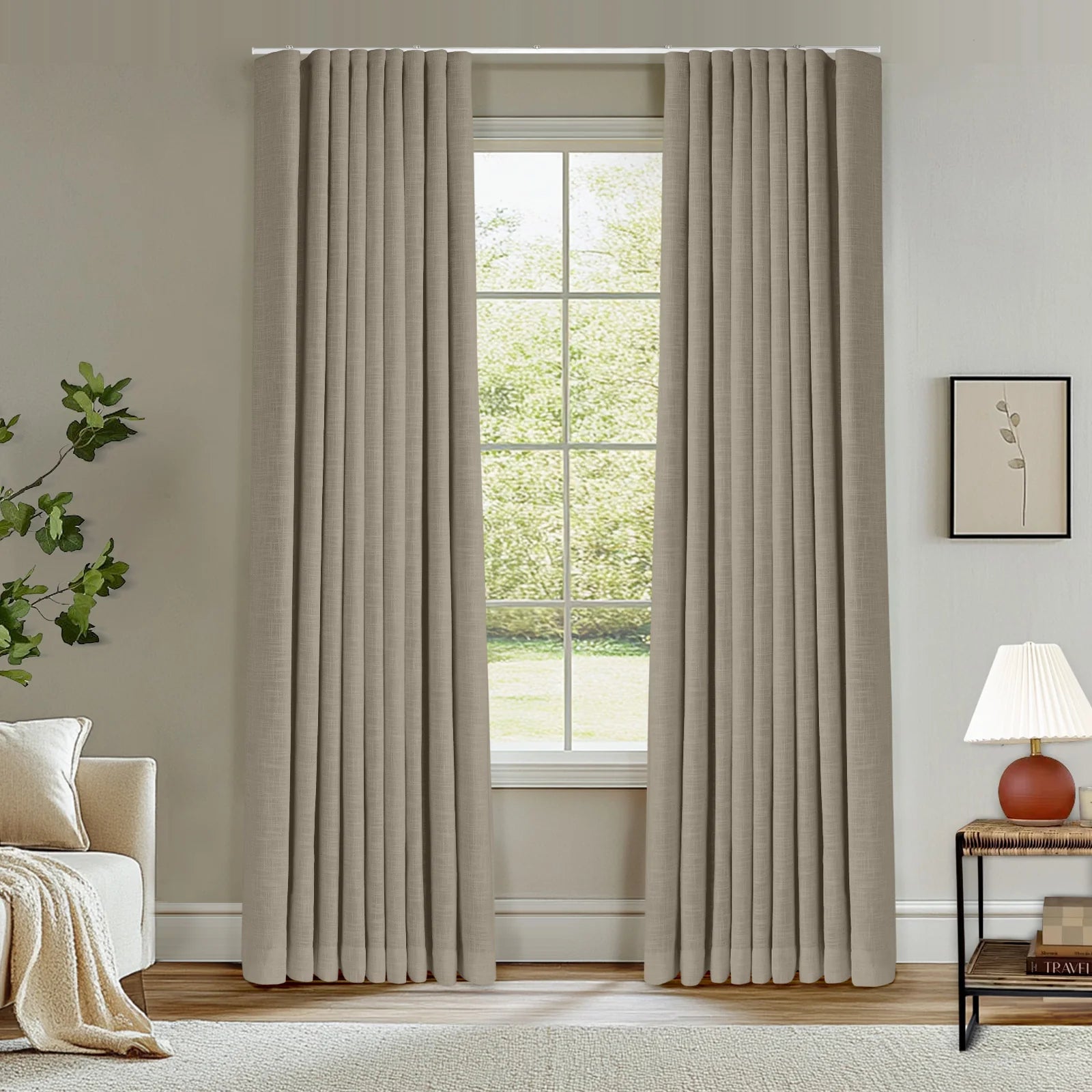 Zoe Linen Ripple Fold Drapery with Track Kit