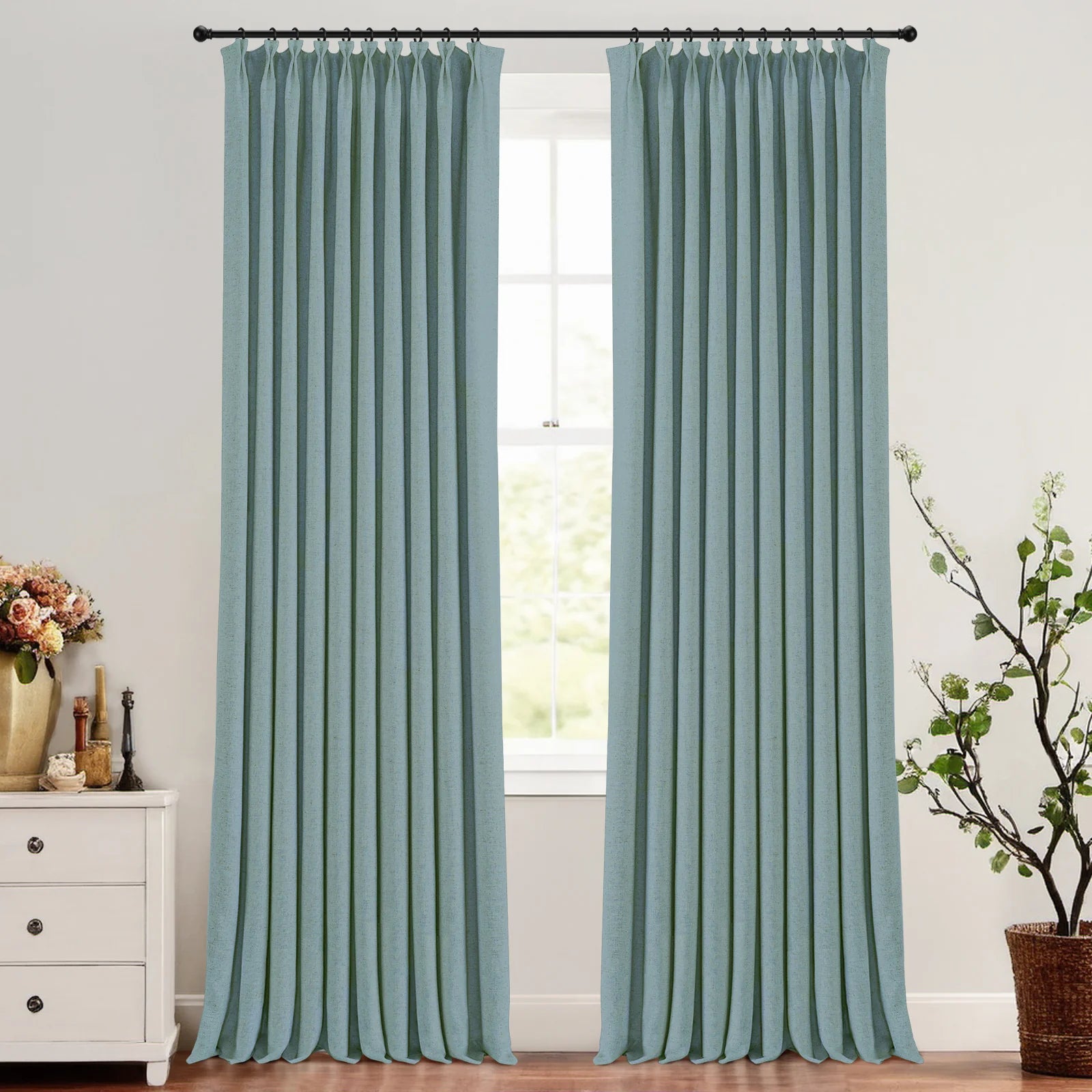 Skyler Linen Blackout Curtain Pleated