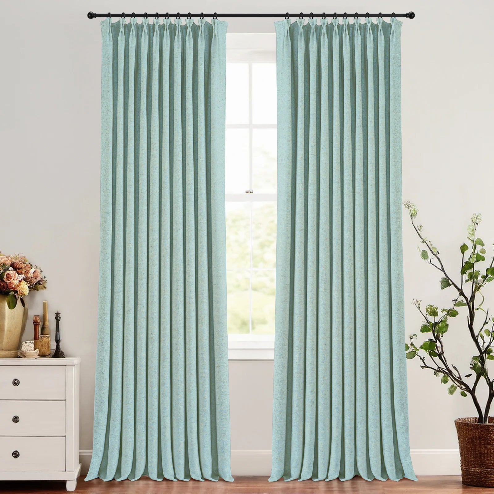 Skyler Linen Blackout Curtain Pleated
