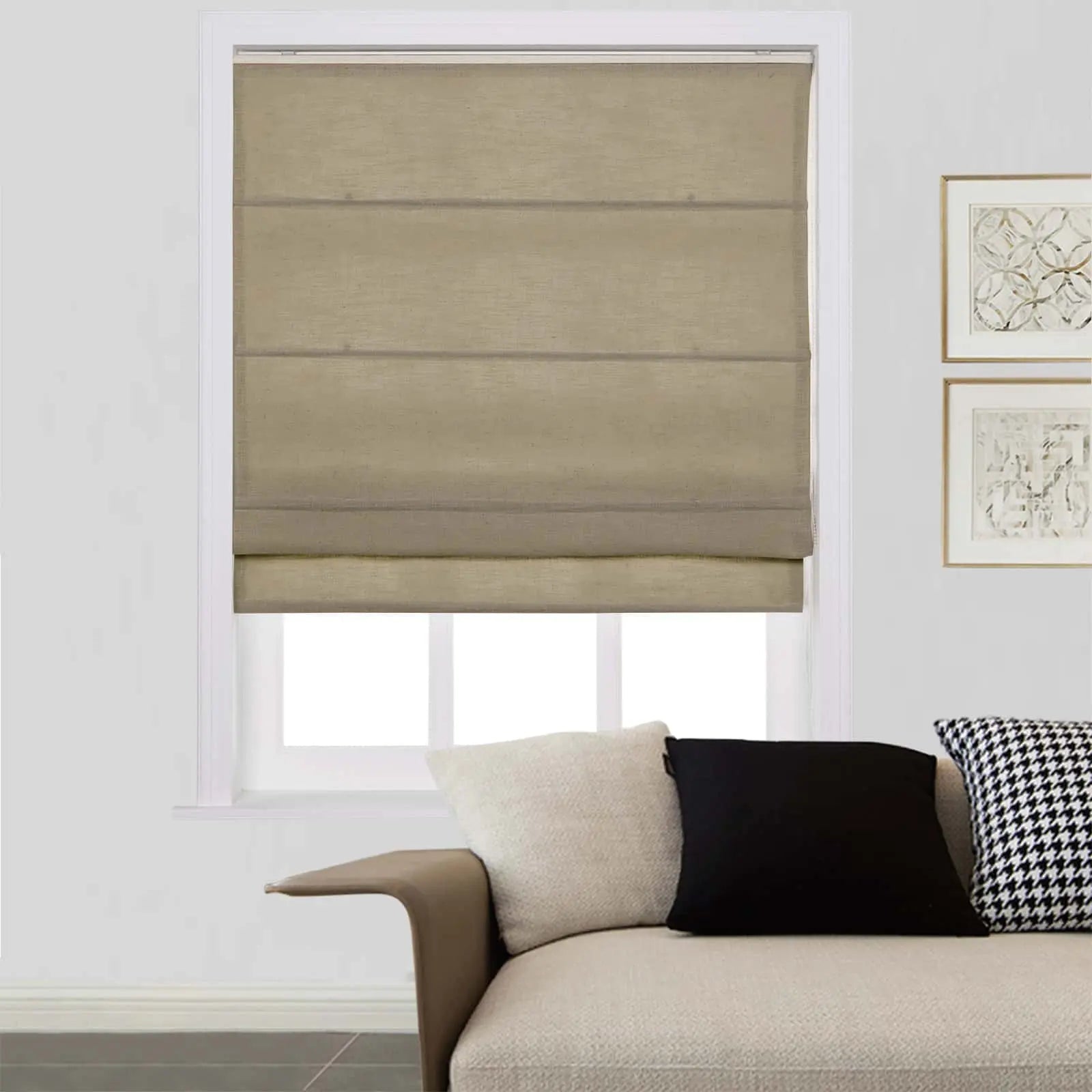 Zoe Linen Roman Shades for Windows Cord Lift