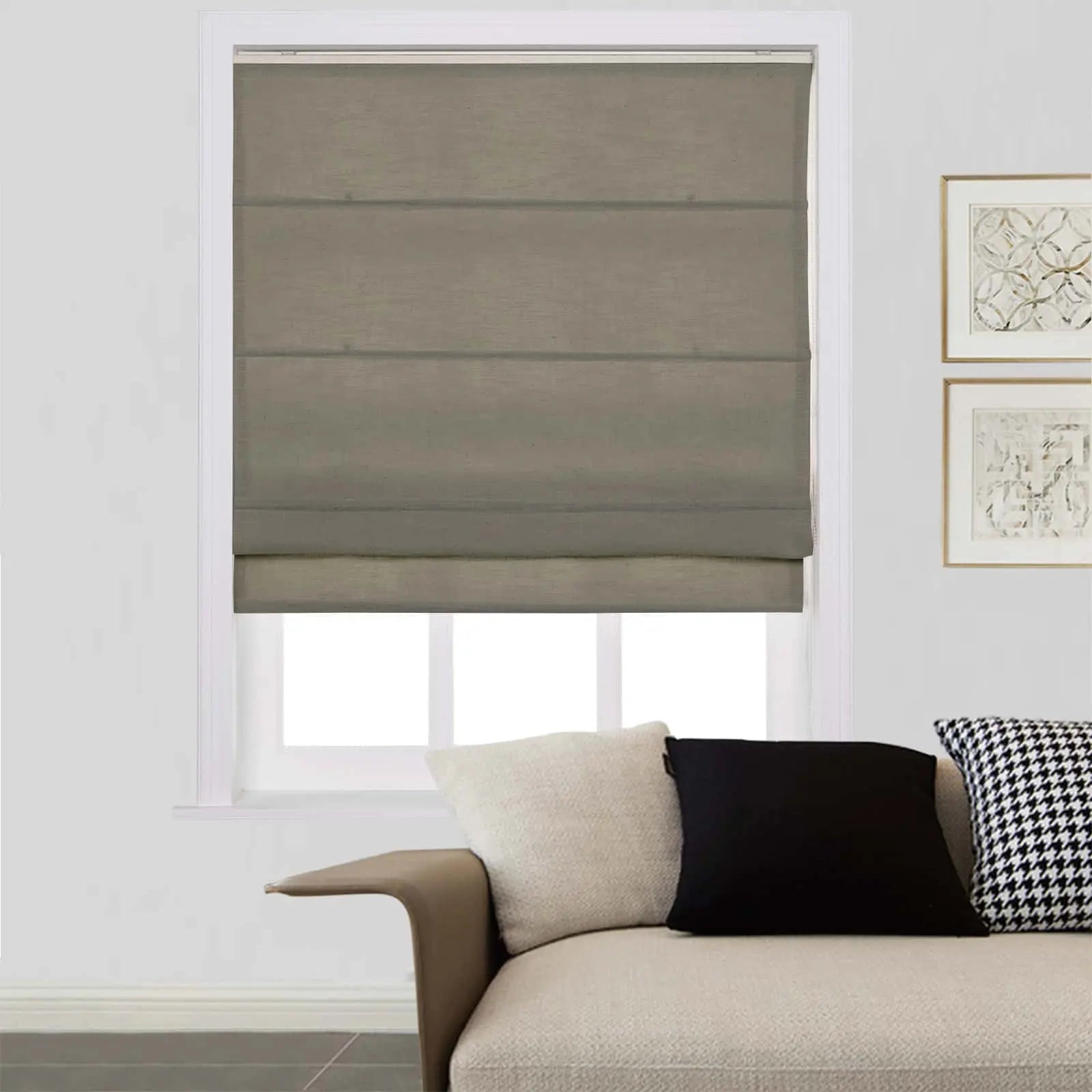 Zoe Linen Roman Shades for Windows Cord Lift