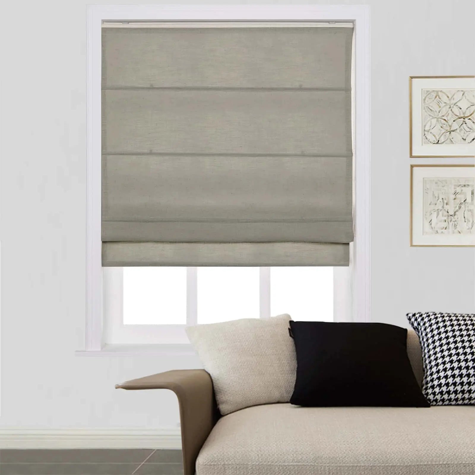 Zoe Linen Roman Shades for Windows Cord Lift