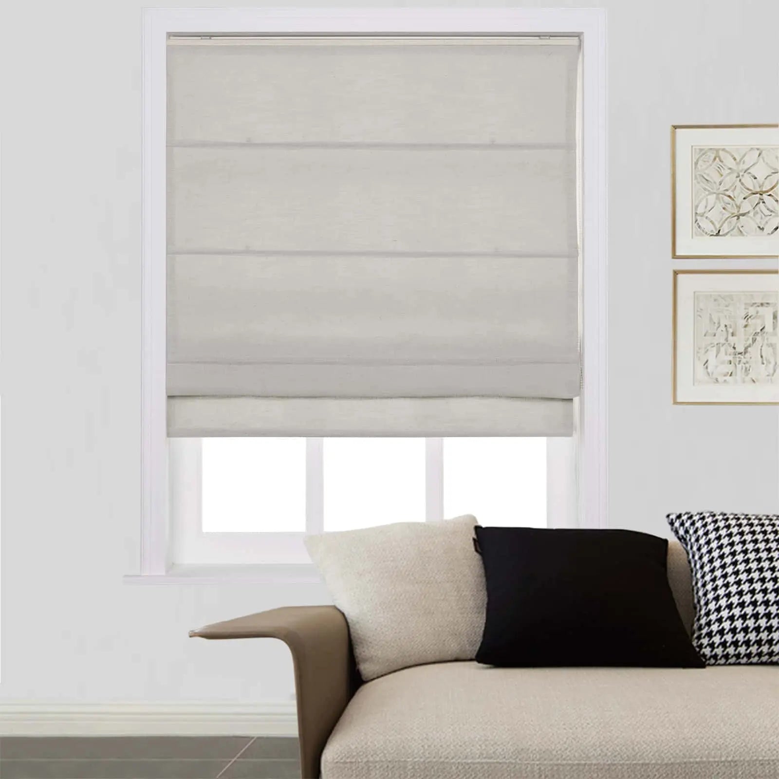 Zoe Linen Roman Shades for Windows Cord Lift