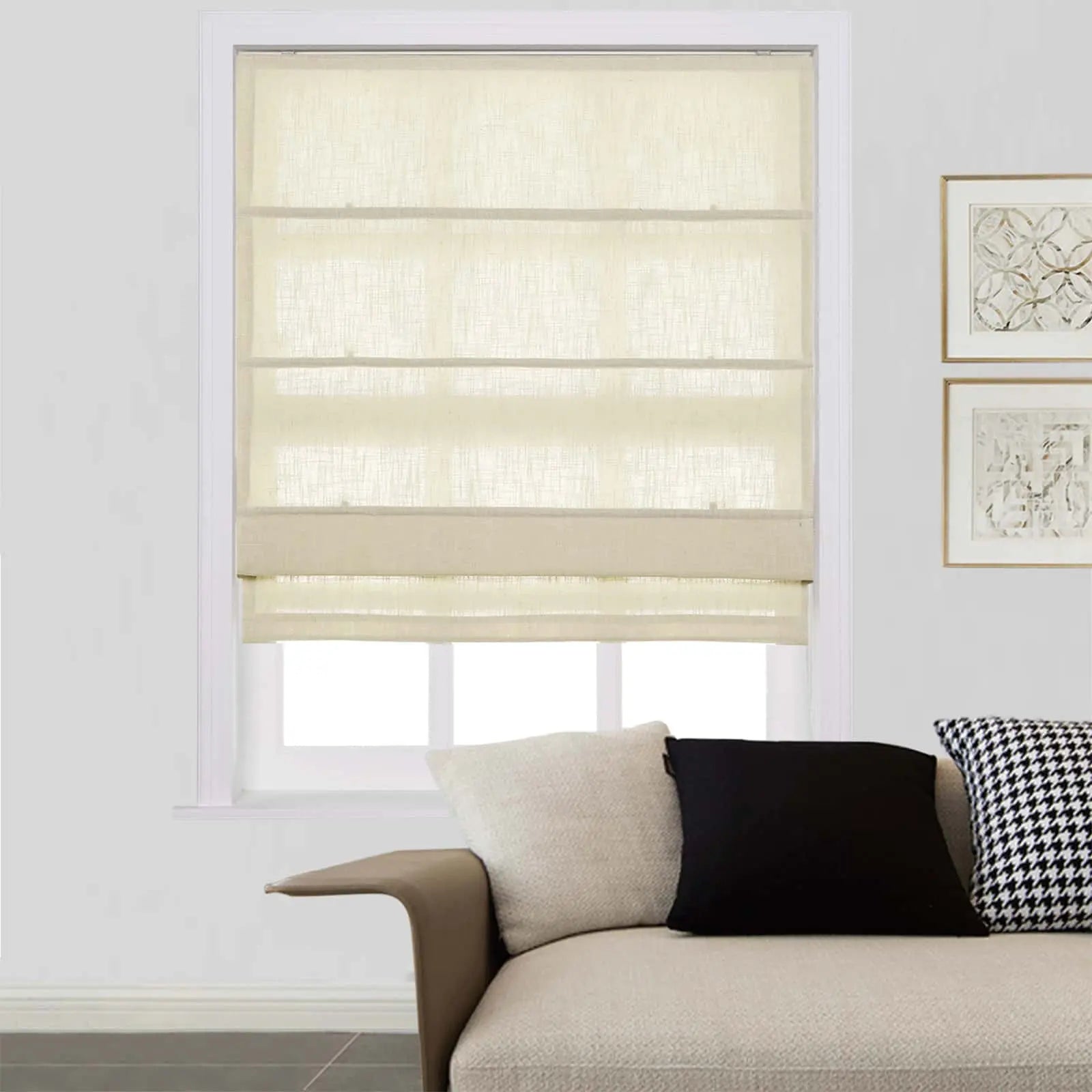 Zoe Linen Roman Shades for Windows Cord Lift