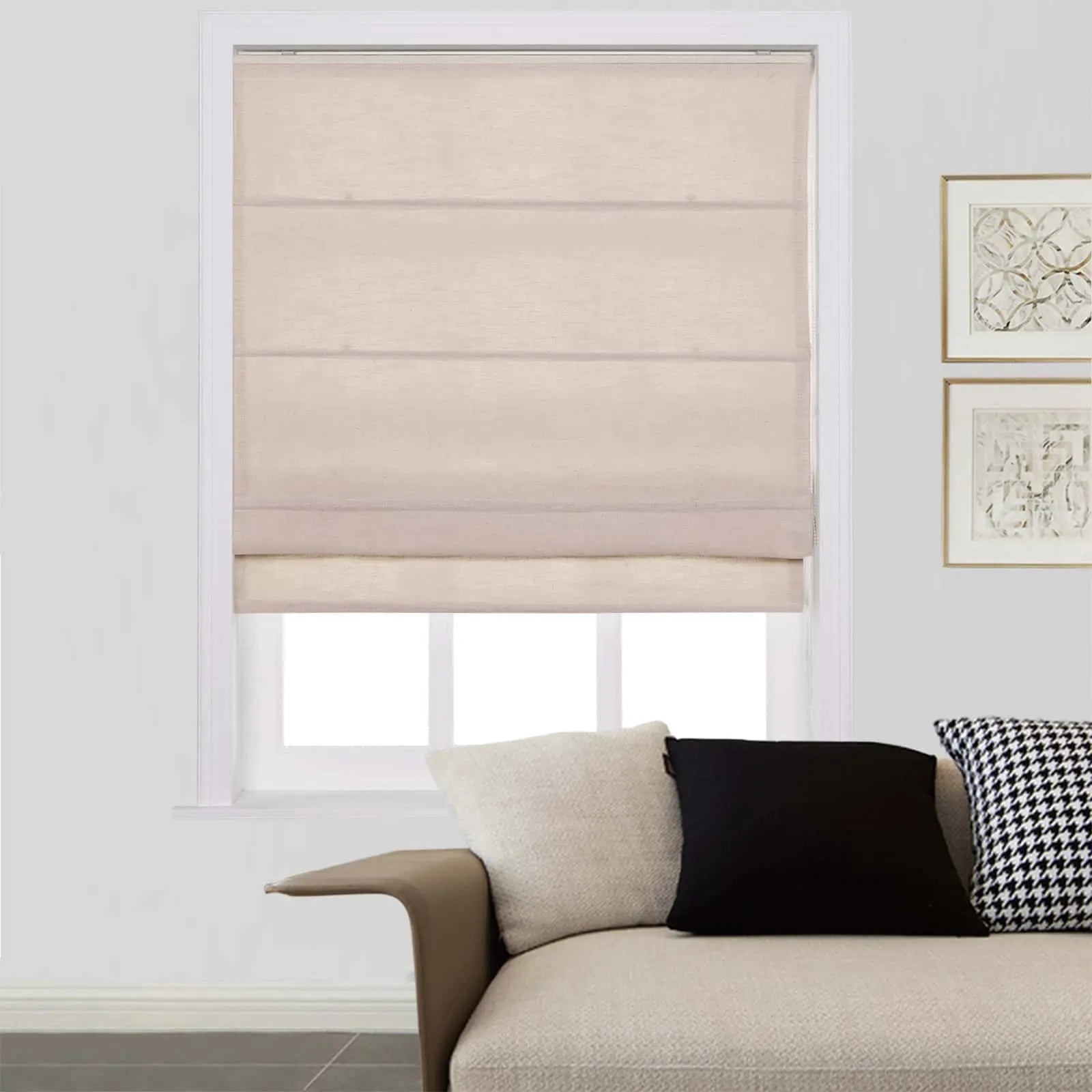 Zoe Linen Roman Shades for Windows Cord Lift