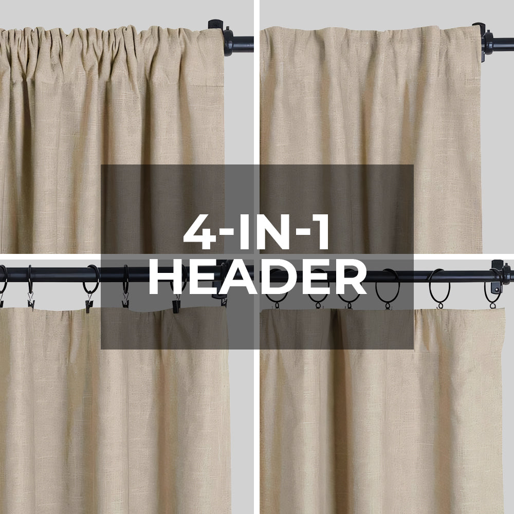 Sunny Linen Blackout Curtain Pleated