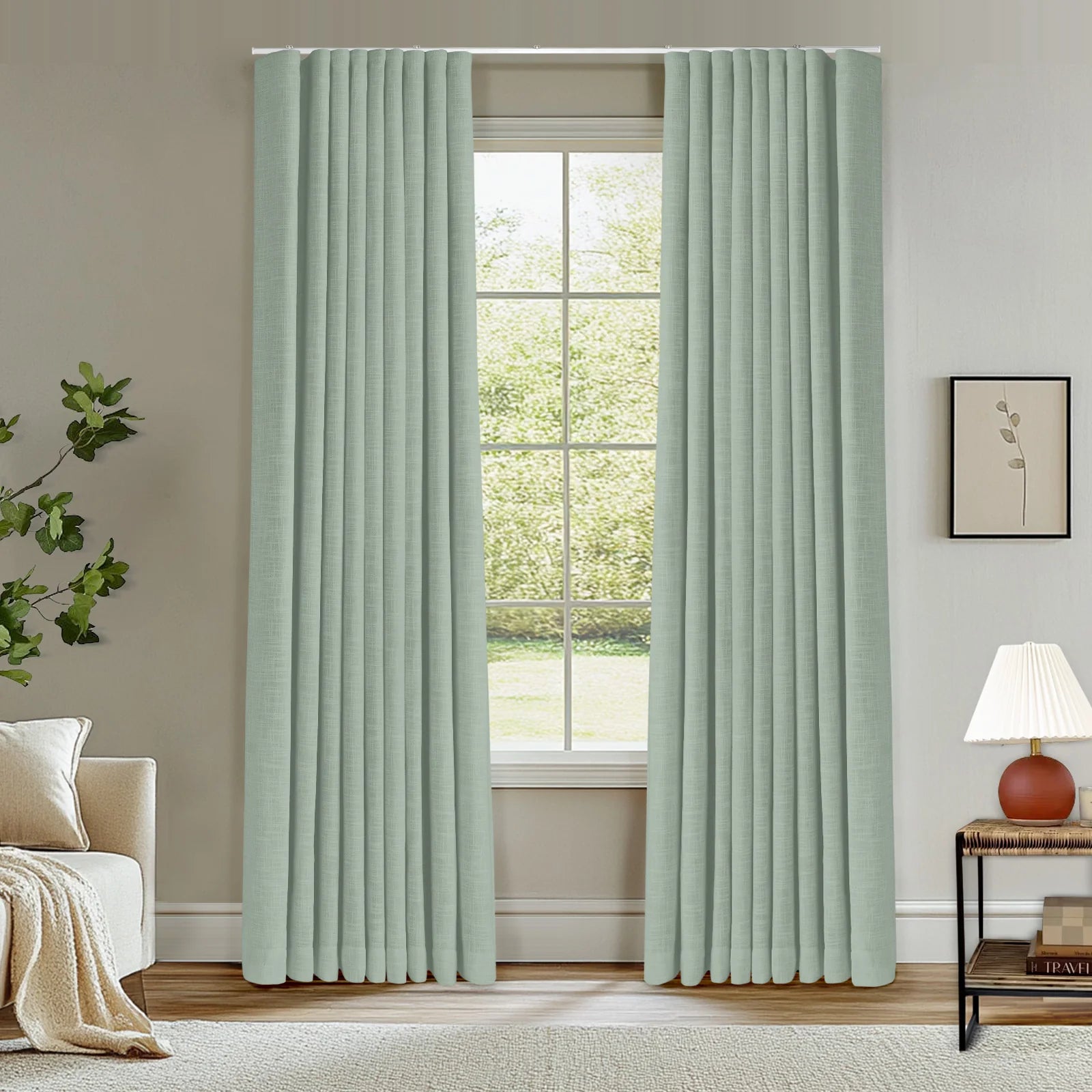 Zoe Linen Ripple Fold Drapery with Track Kit