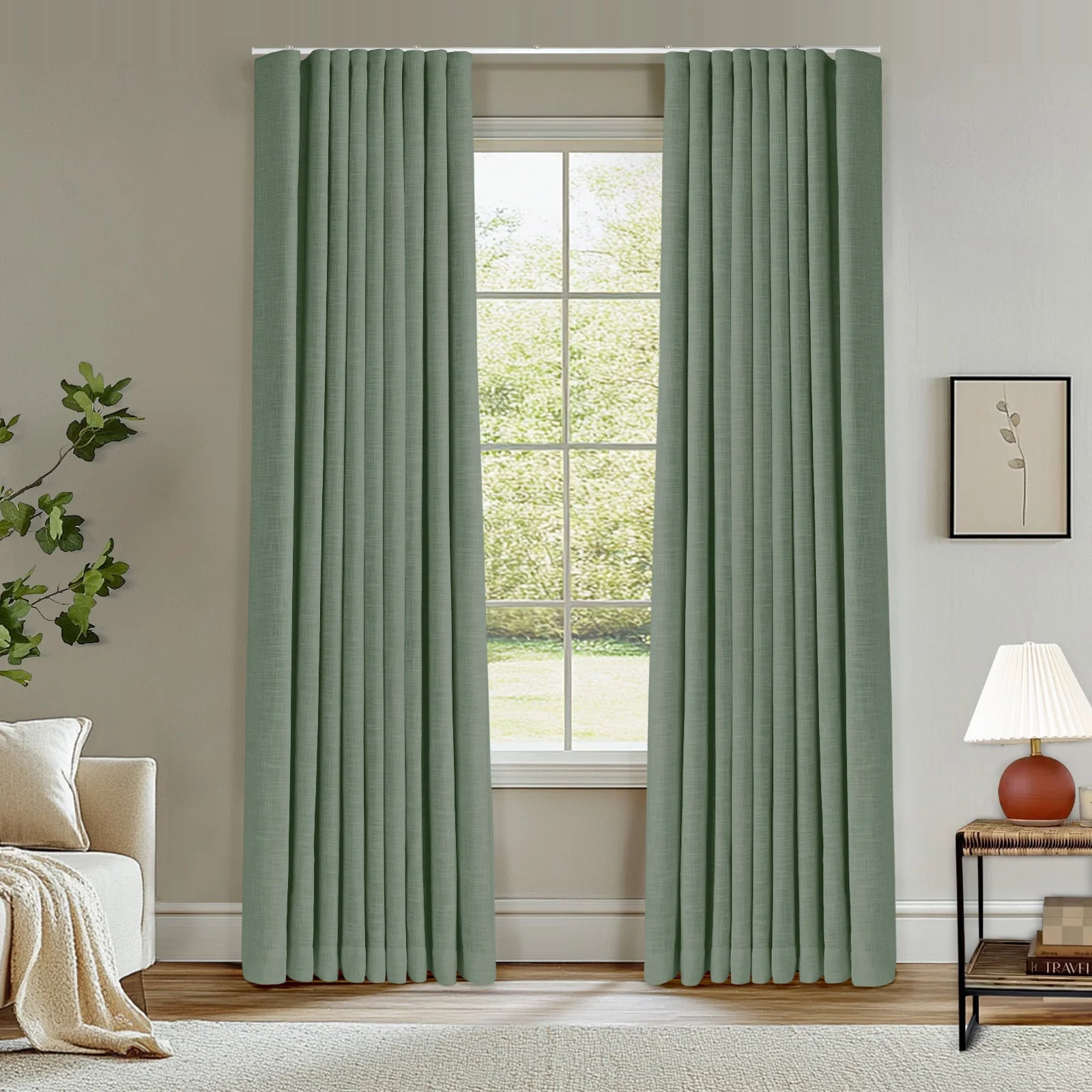 Zoe Linen Ripple Fold Drapery with Track Kit