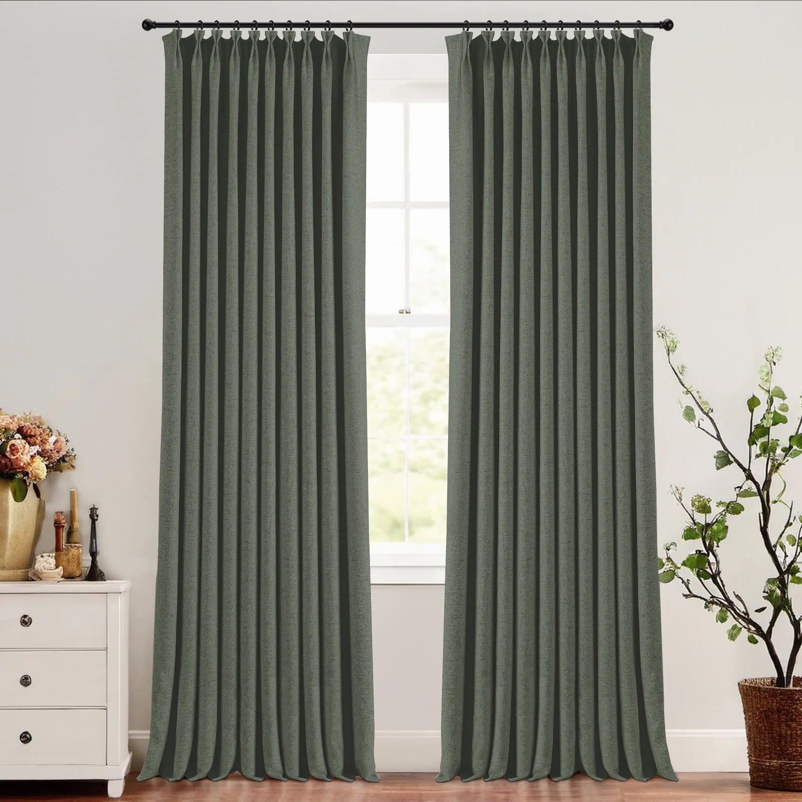 Skyler Linen Blackout Curtain Pleated