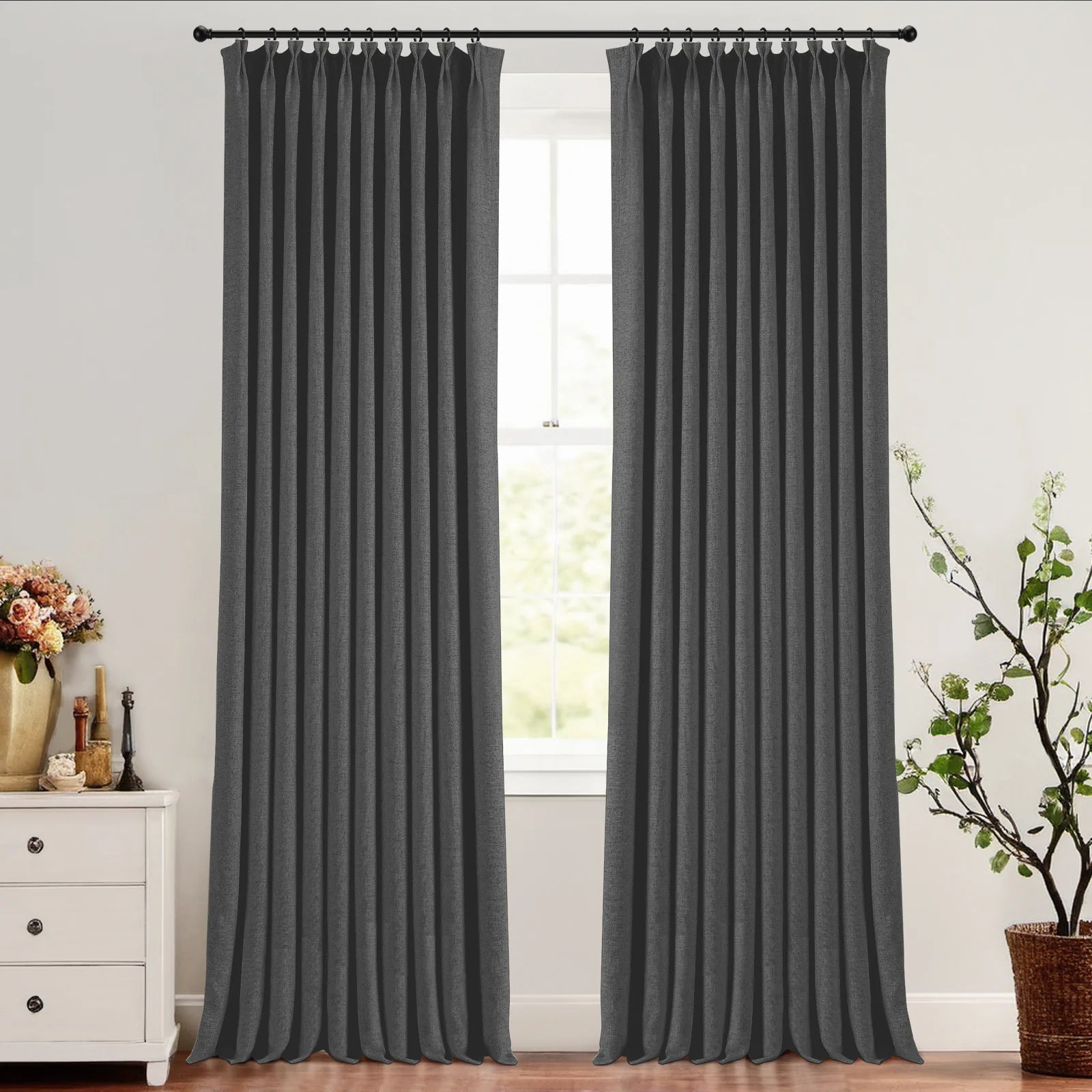 Skyler Linen Blackout Curtain Pleated