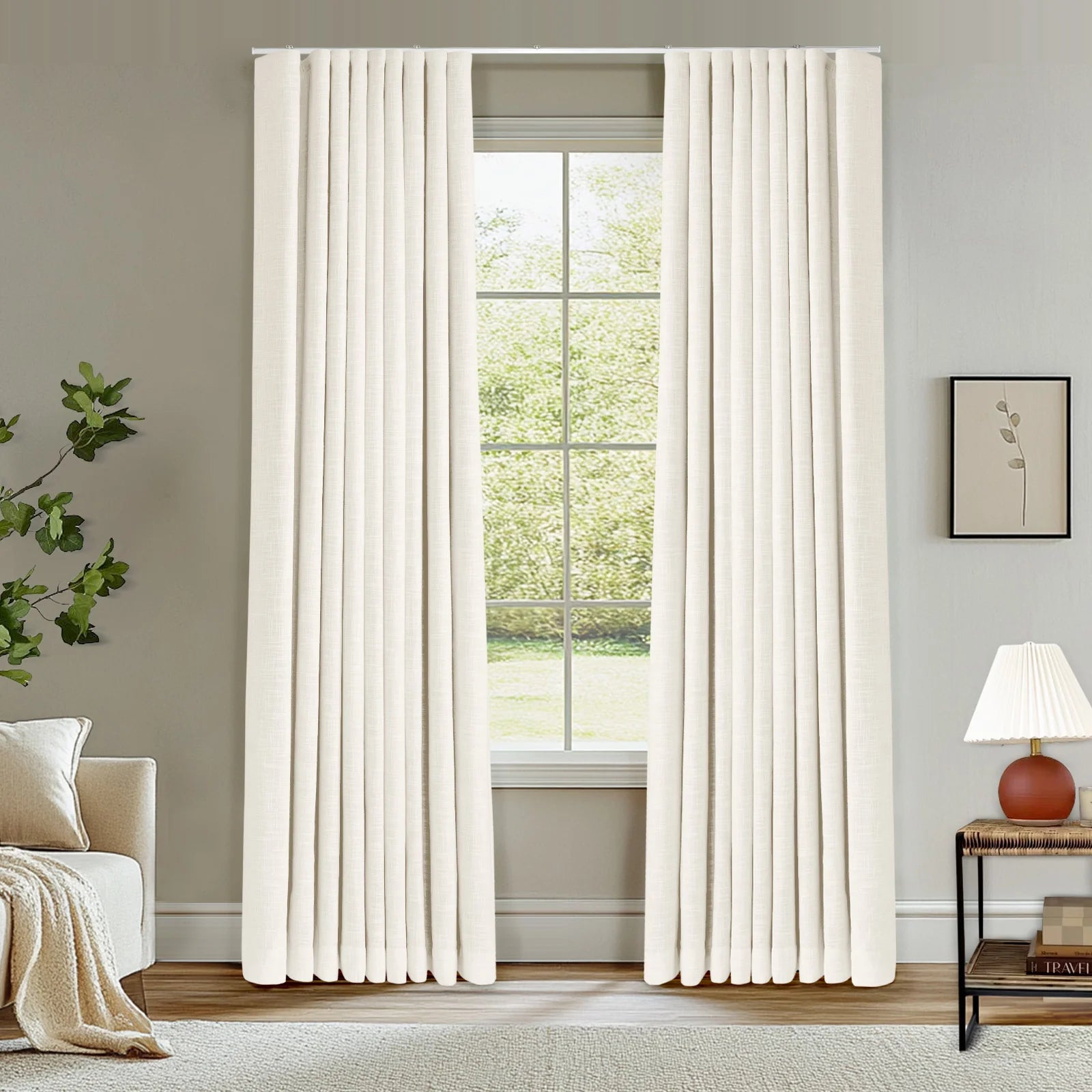 Zoe Linen Ripple Fold Drapery with Track Kit