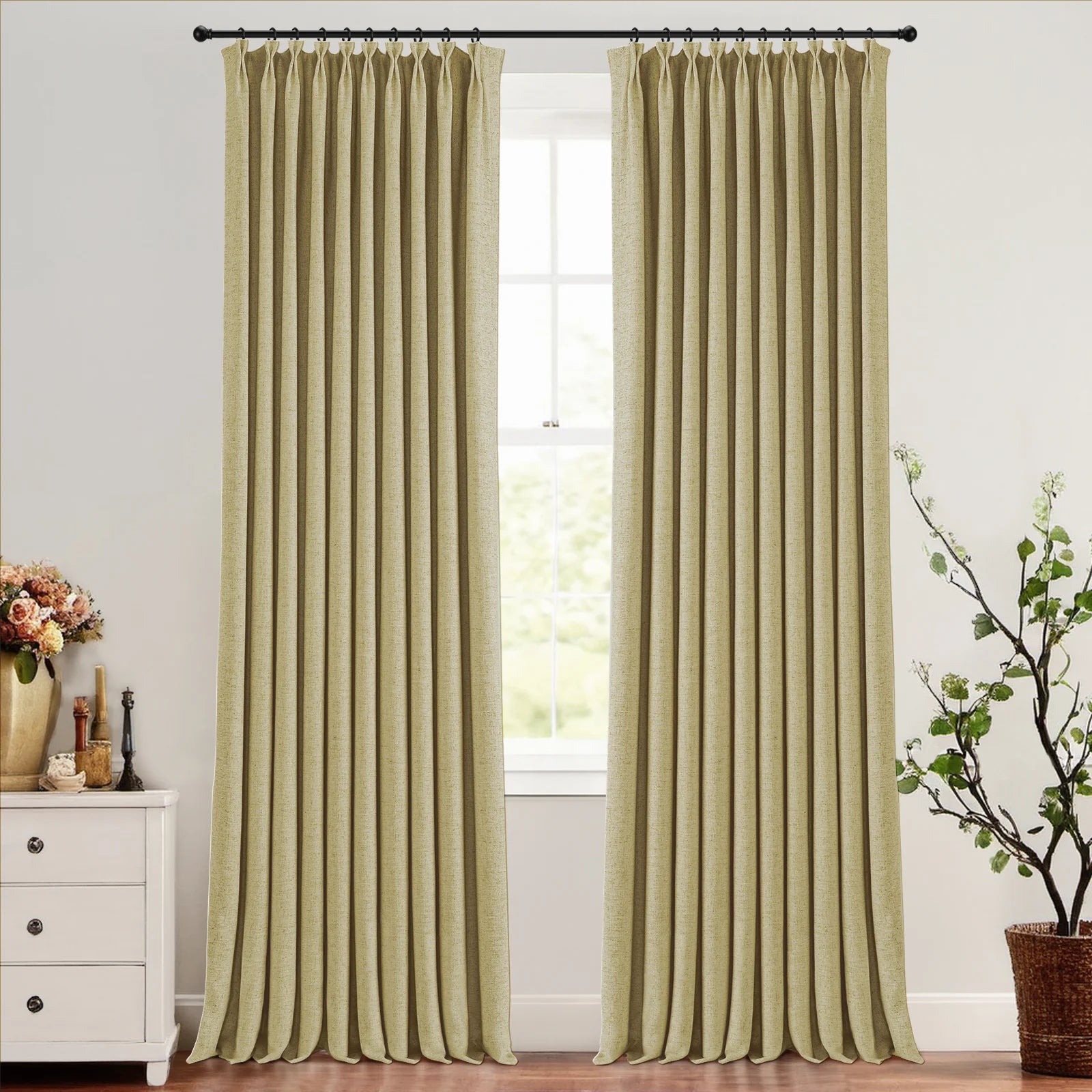 Skyler Linen Blackout Curtain Pleated
