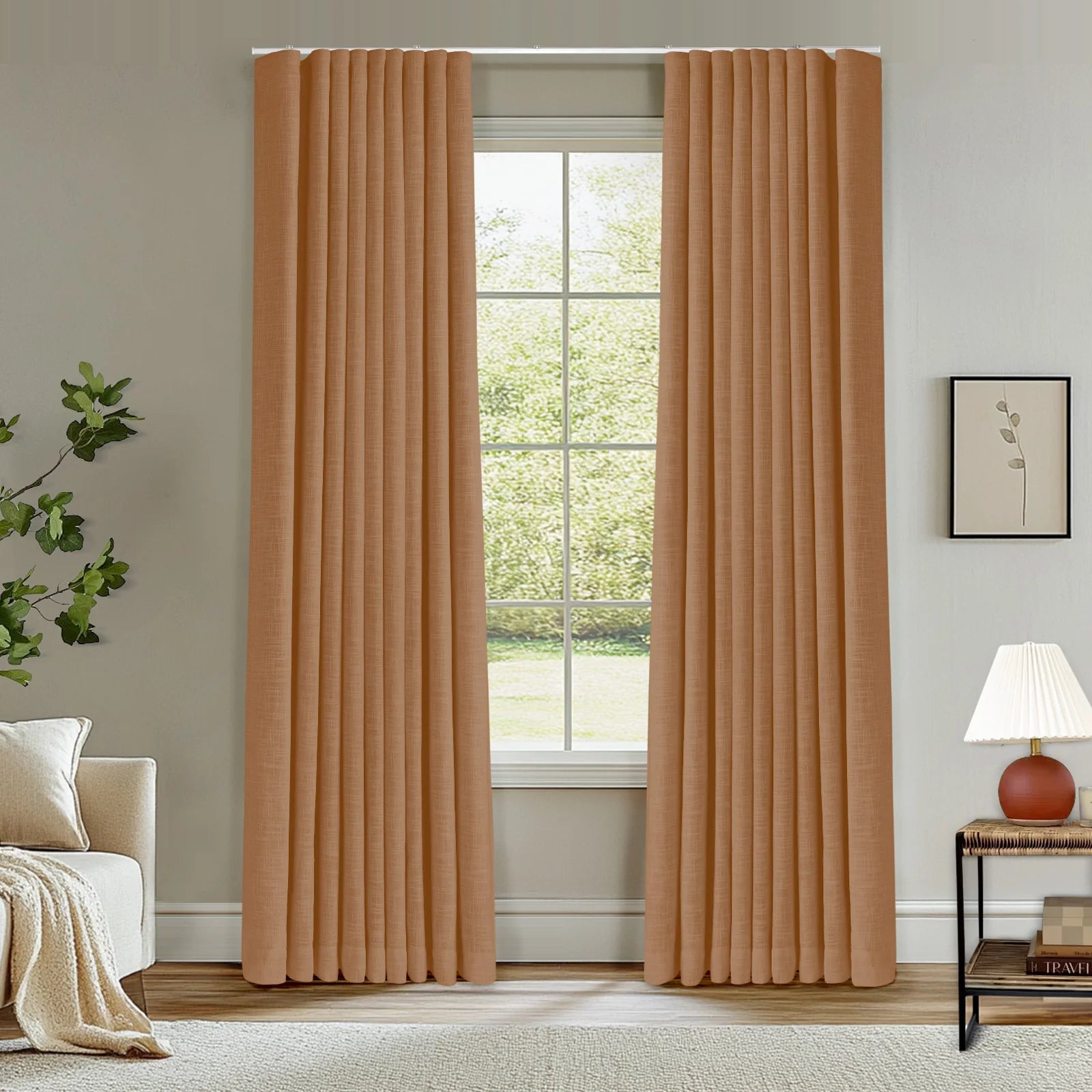 Zoe Linen Ripple Fold Drapery with Track Kit