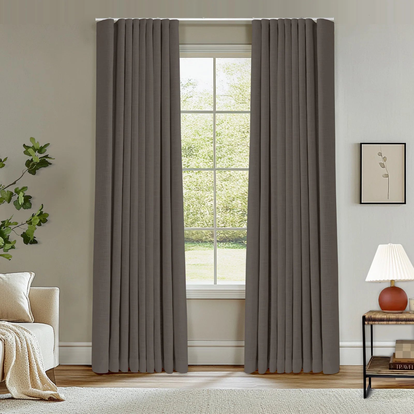 Zoe Linen Ripple Fold Drapery with Track Kit