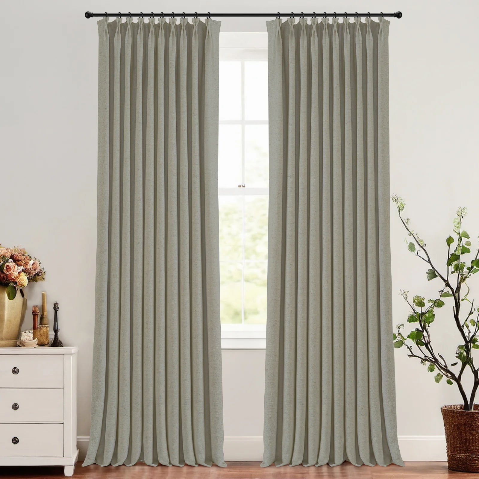 Skyler Linen Blackout Curtain Pleated