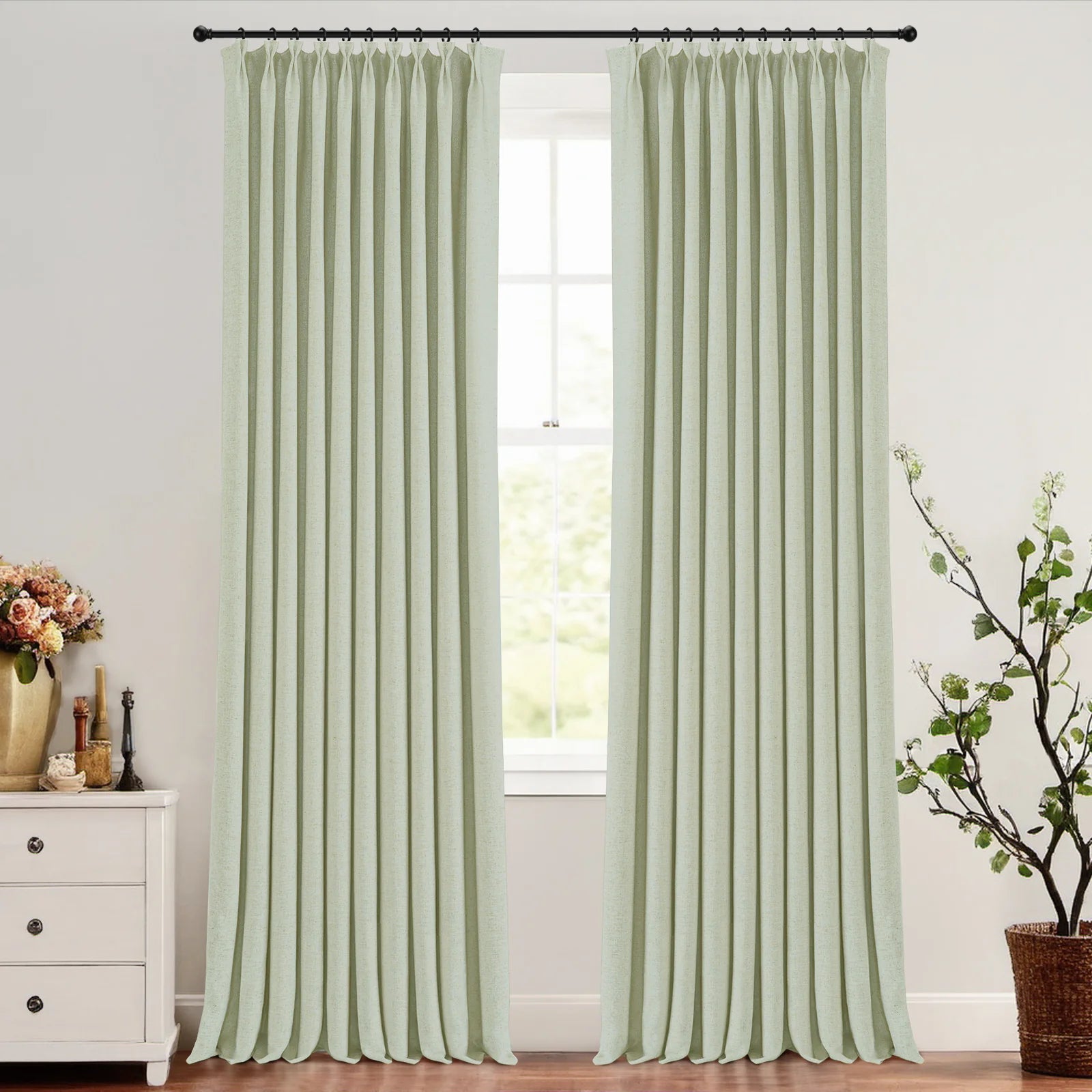 Skyler Linen Blackout Curtain Pleated