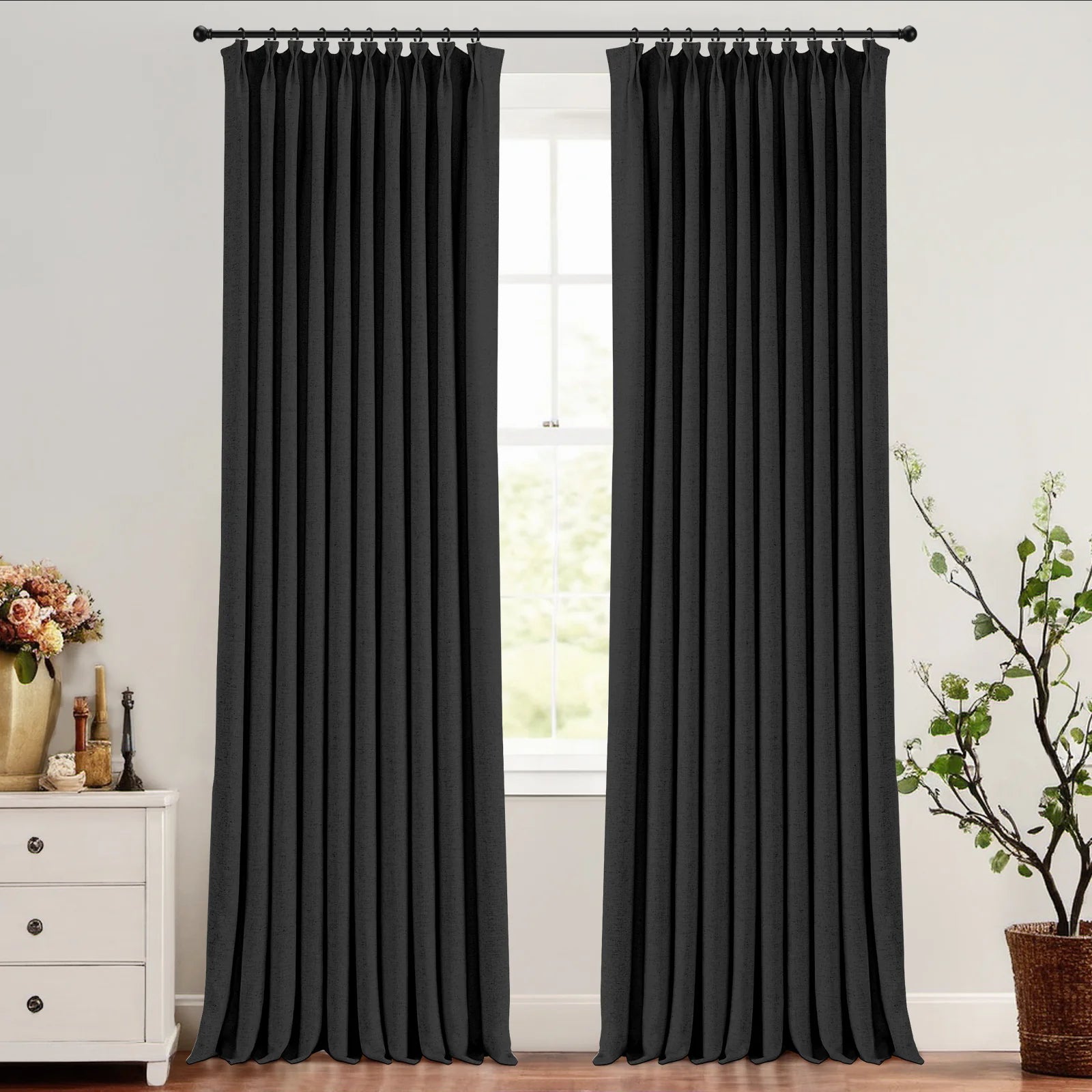 Skyler Linen Blackout Curtain Pleated