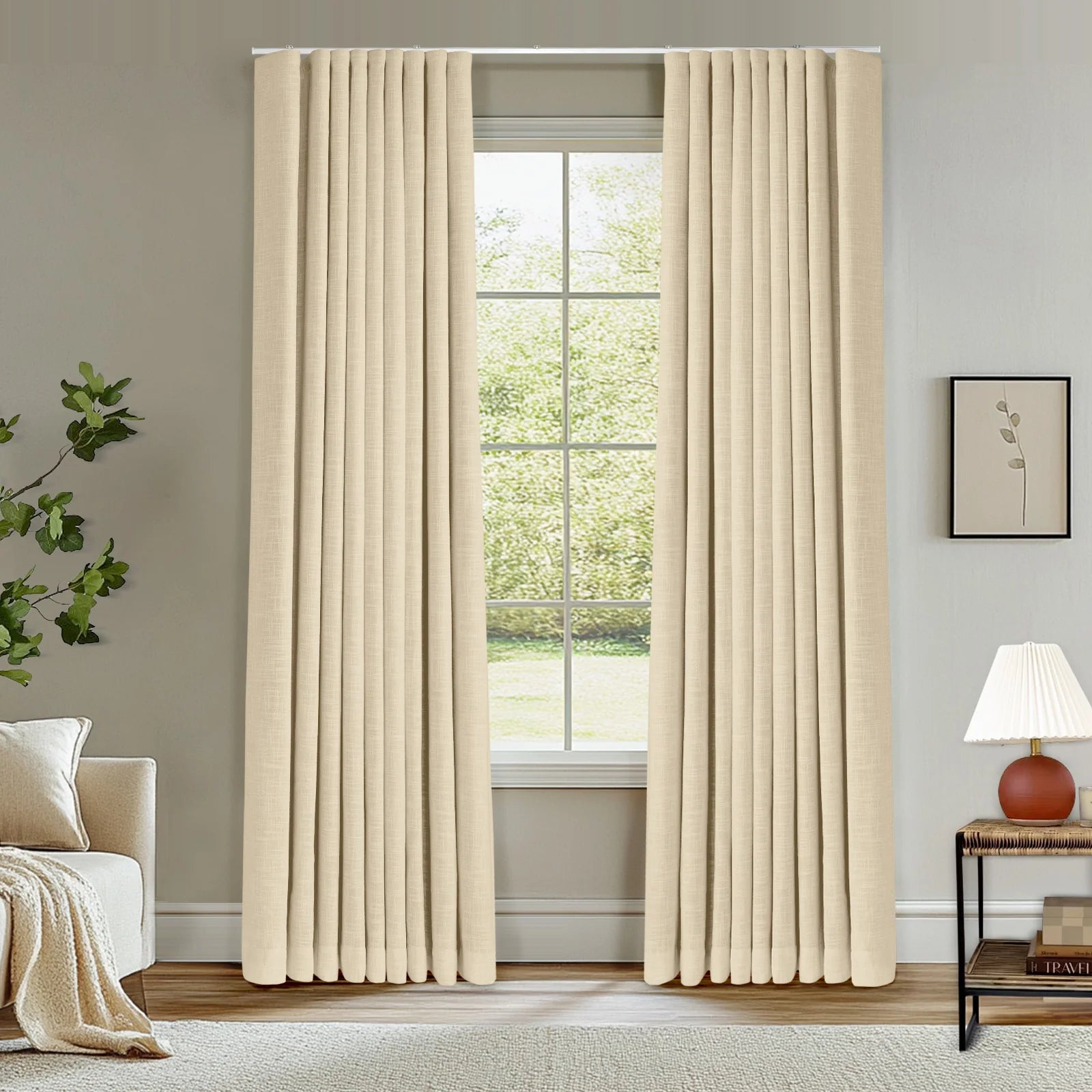 Zoe Linen Ripple Fold Drapery with Track Kit