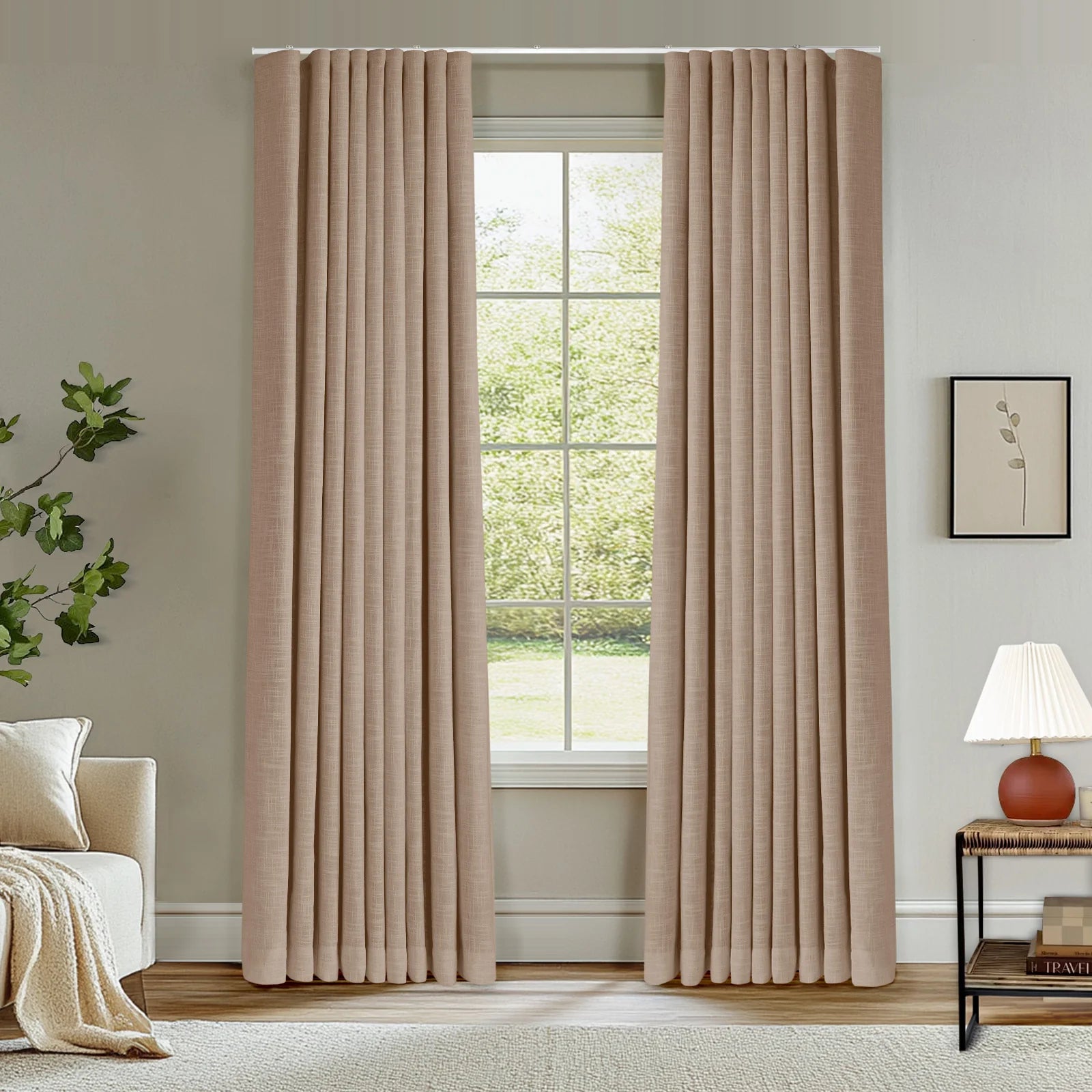 Zoe Linen Ripple Fold Drapery with Track Kit