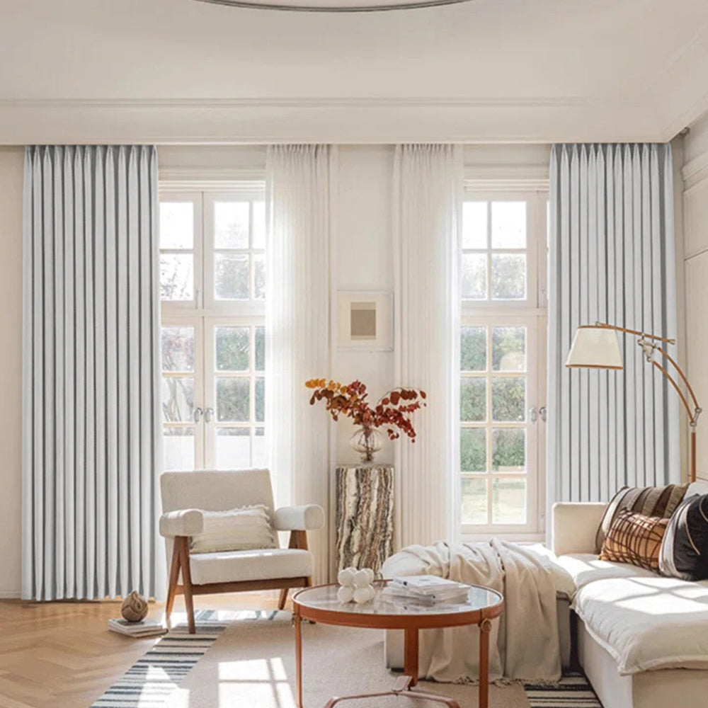 Luna Velvet Minimalist Ripple Fold Curtain with Track Kit