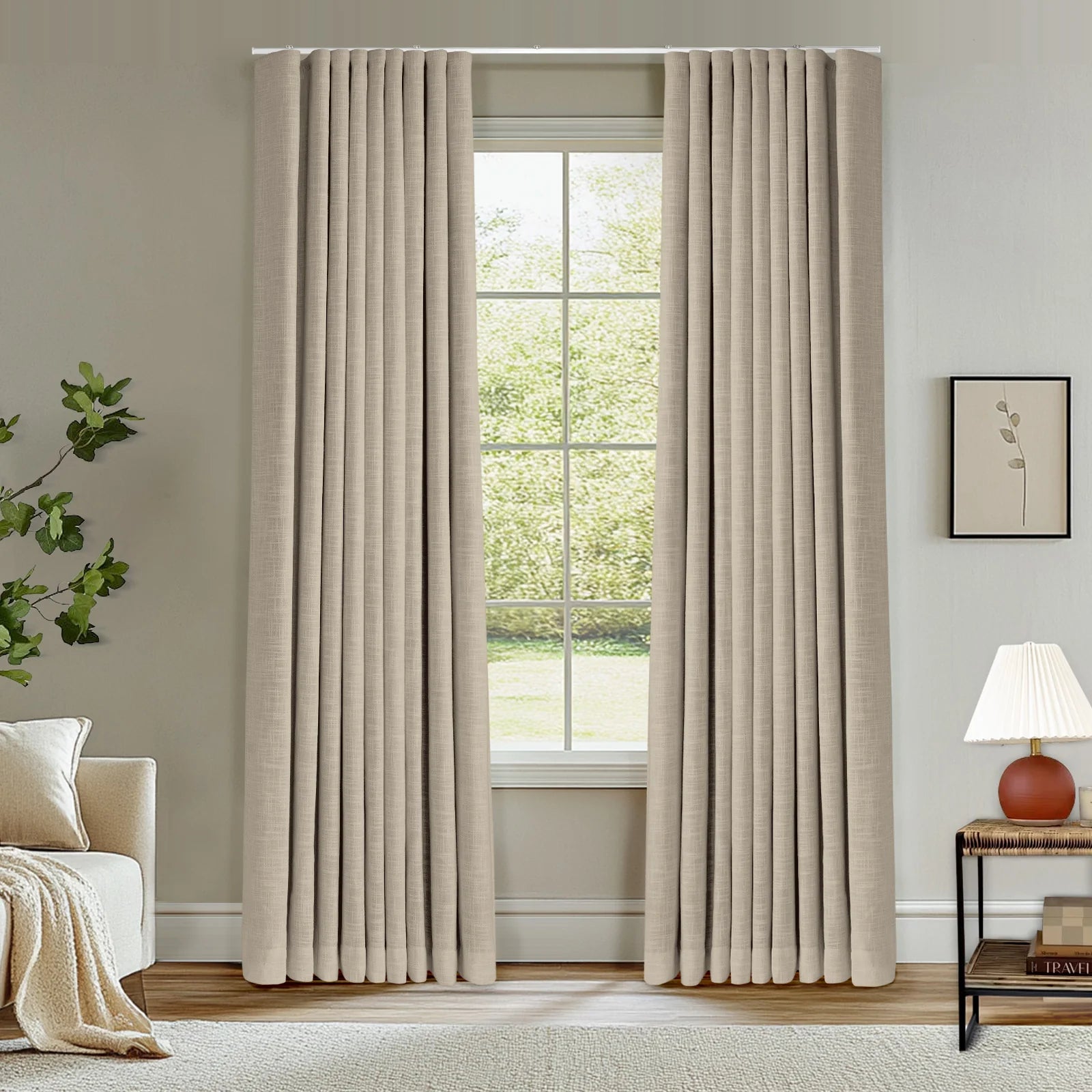 Zoe Linen Ripple Fold Drapery with Track Kit