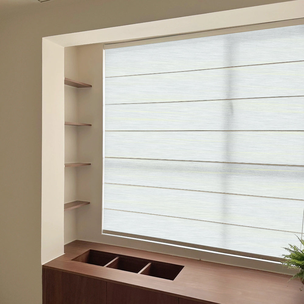 Wisp White Sheer Roman Shades Cordless/Corded