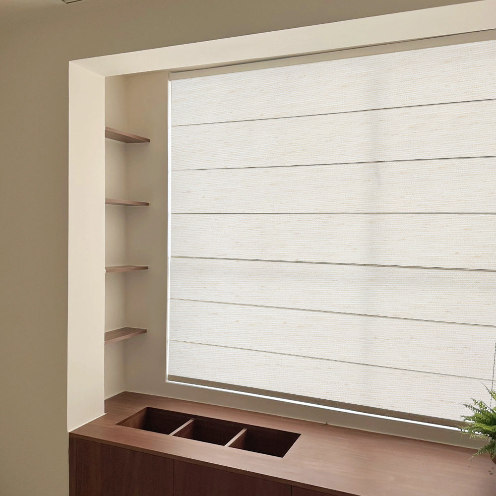 Haze White Sheer Roman Shades Cordless/Corded