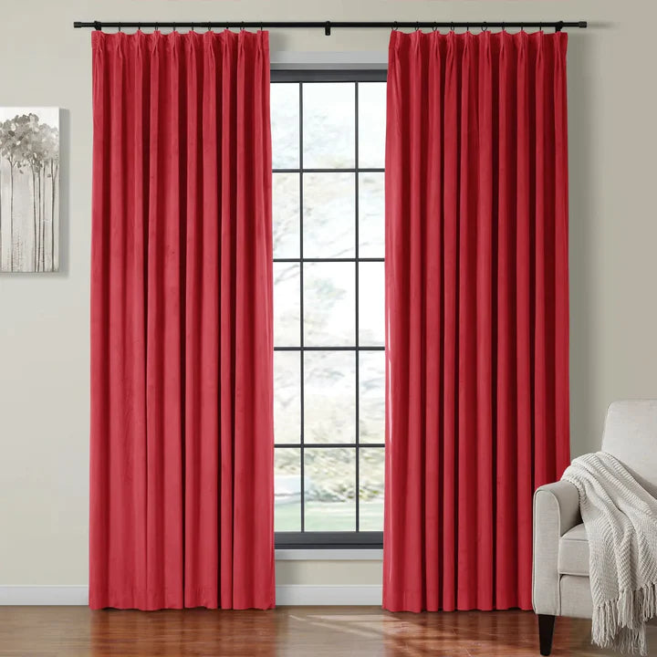 Velvet Curtain Pinch Pleated Plushy
