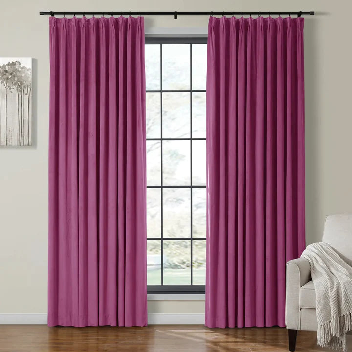 Velvet Curtain Pinch Pleated Plushy
