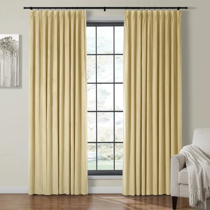 Velvet Curtain Pinch Pleated Plushy