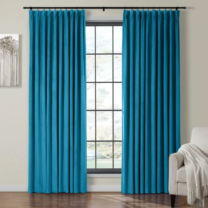 Velvet Curtain Pinch Pleated Plushy