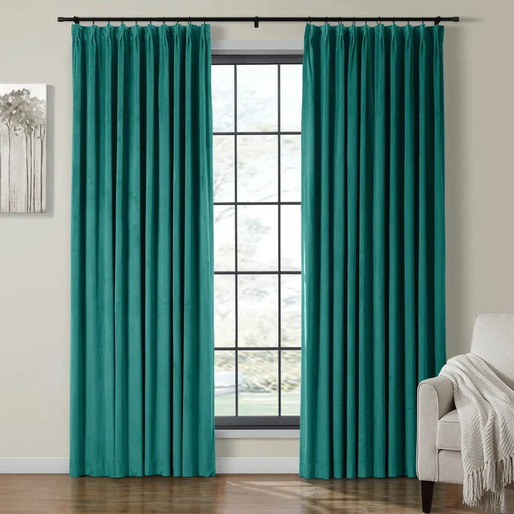 Velvet Curtain Pinch Pleated Plushy
