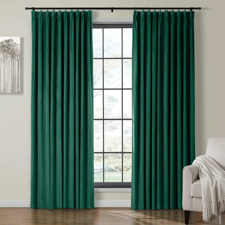 Velvet Curtain Pinch Pleated Plushy