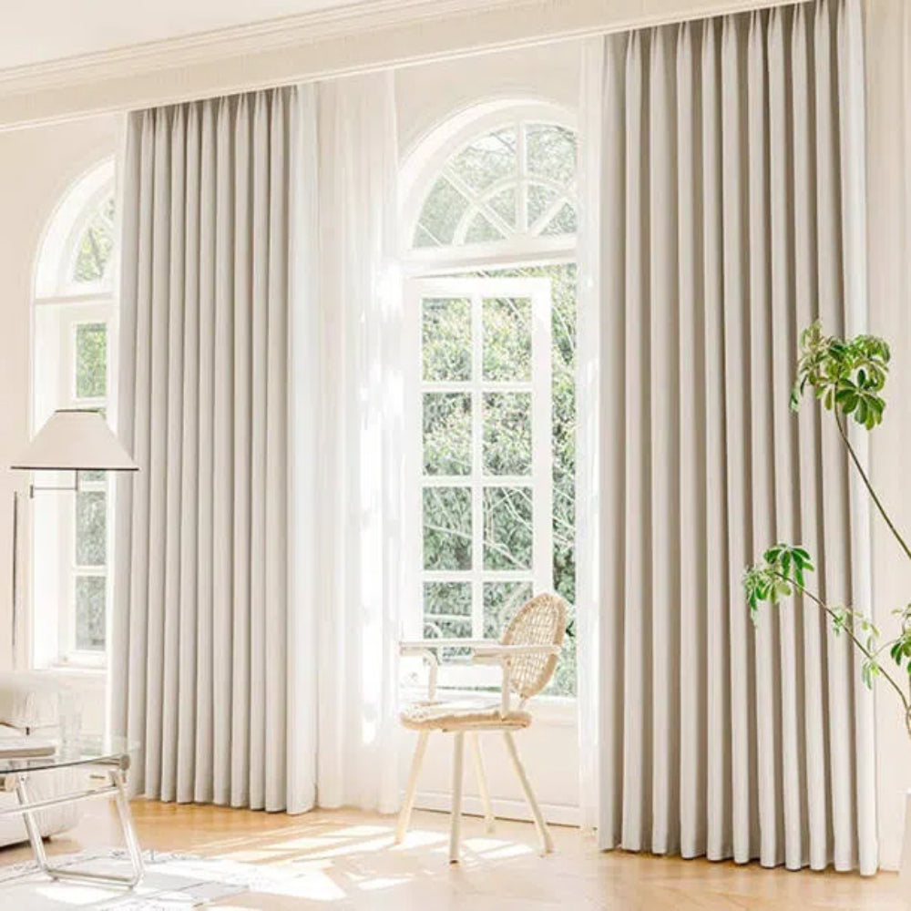 Cloud Velvet Minimalist Ripple Fold Curtain with Track Kit