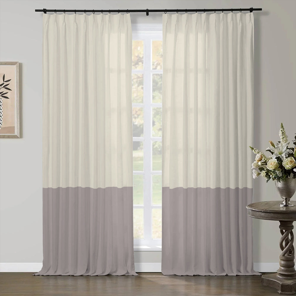Aira Premium Linen Cotton Curtain Two-Tone Pleated