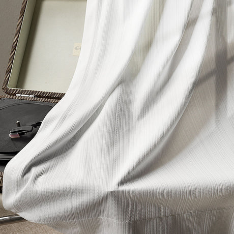 Sunny Linen Blackout Ripple Fold Curtain with Track Kit