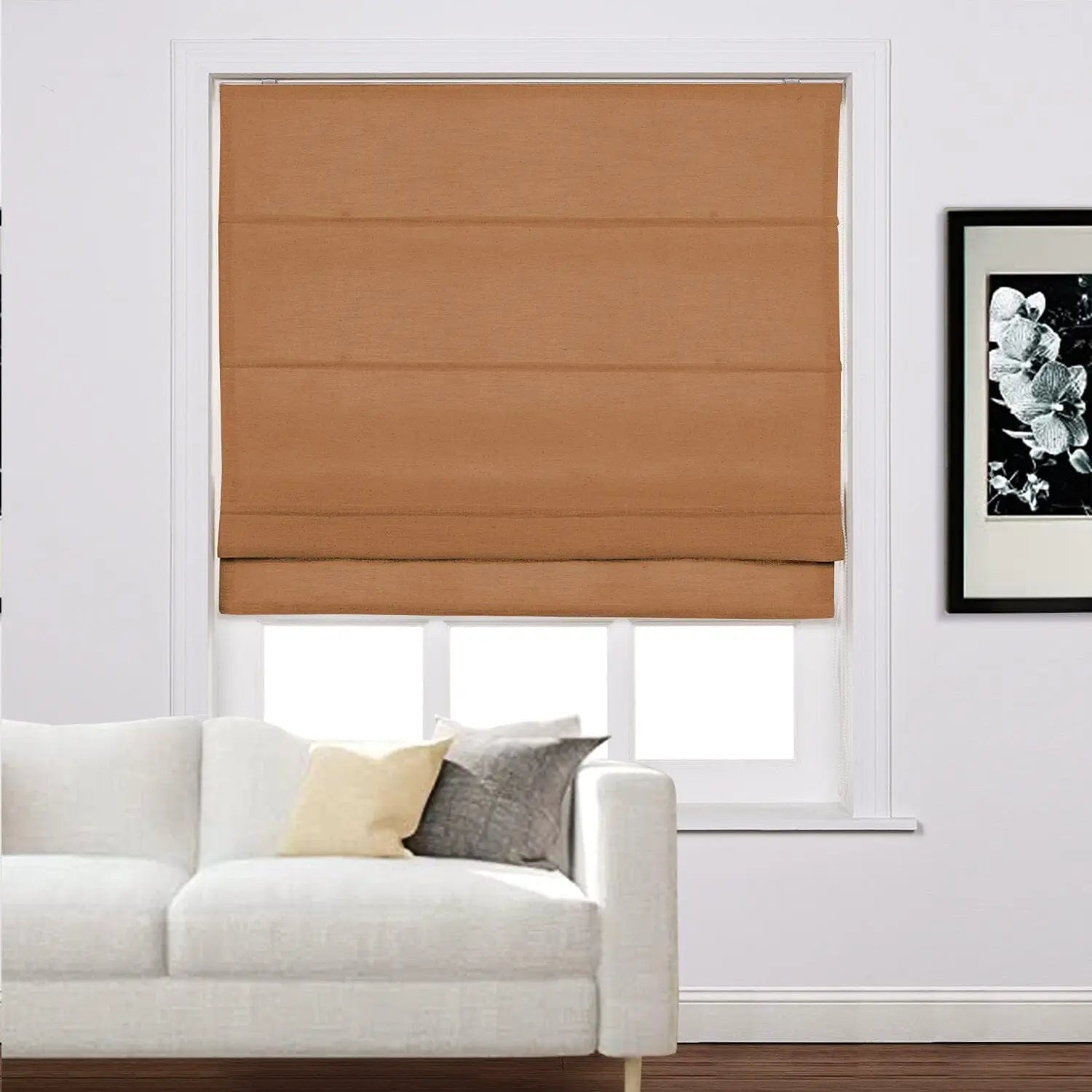 Zoe Linen Roman Shades for Windows Cord Lift