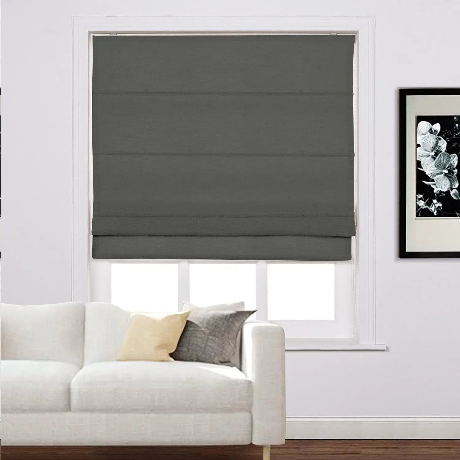 Zoe Linen Roman Shades for Windows Cord Lift