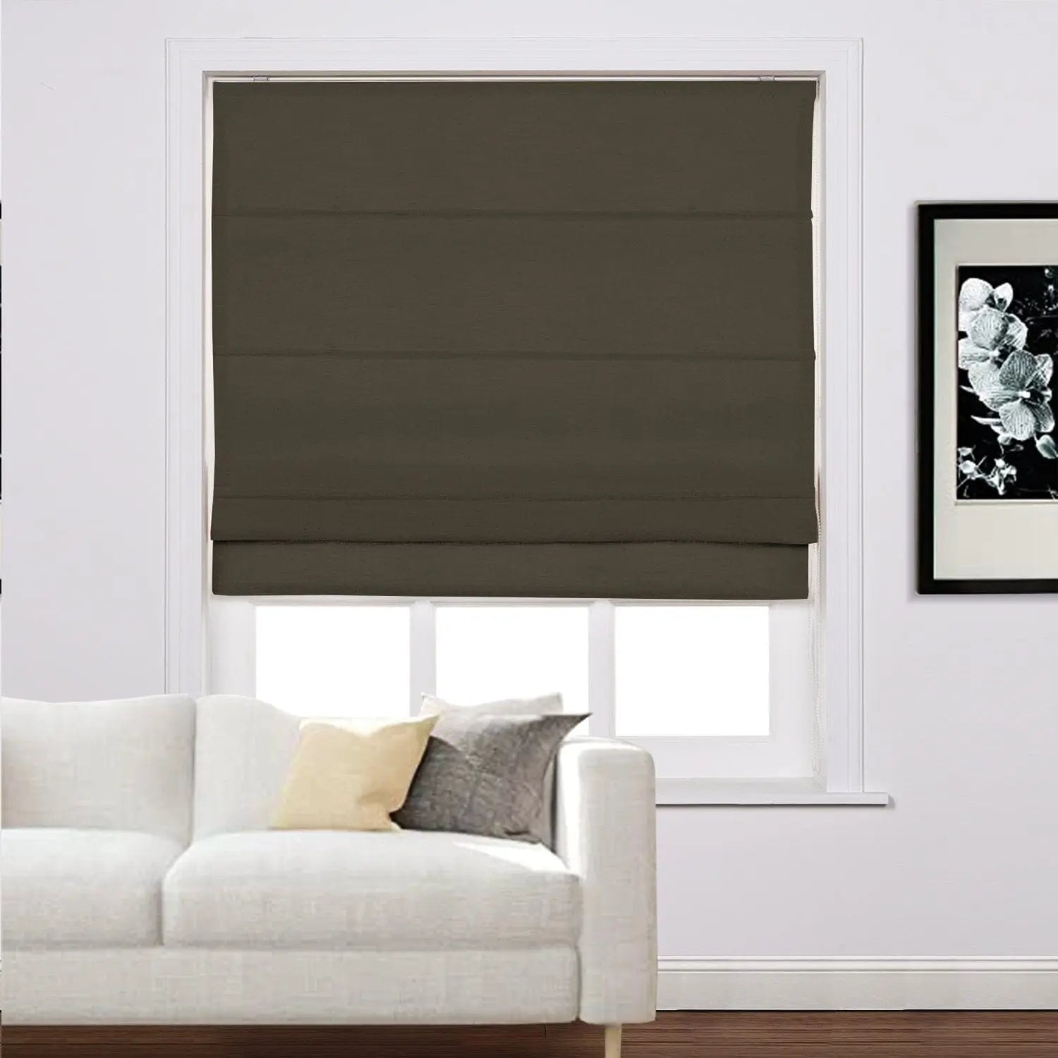 Zoe Linen Roman Shades for Windows Cord Lift