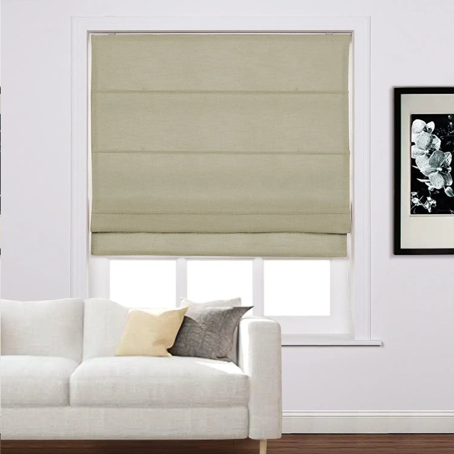 Zoe Linen Roman Shades for Windows Cord Lift