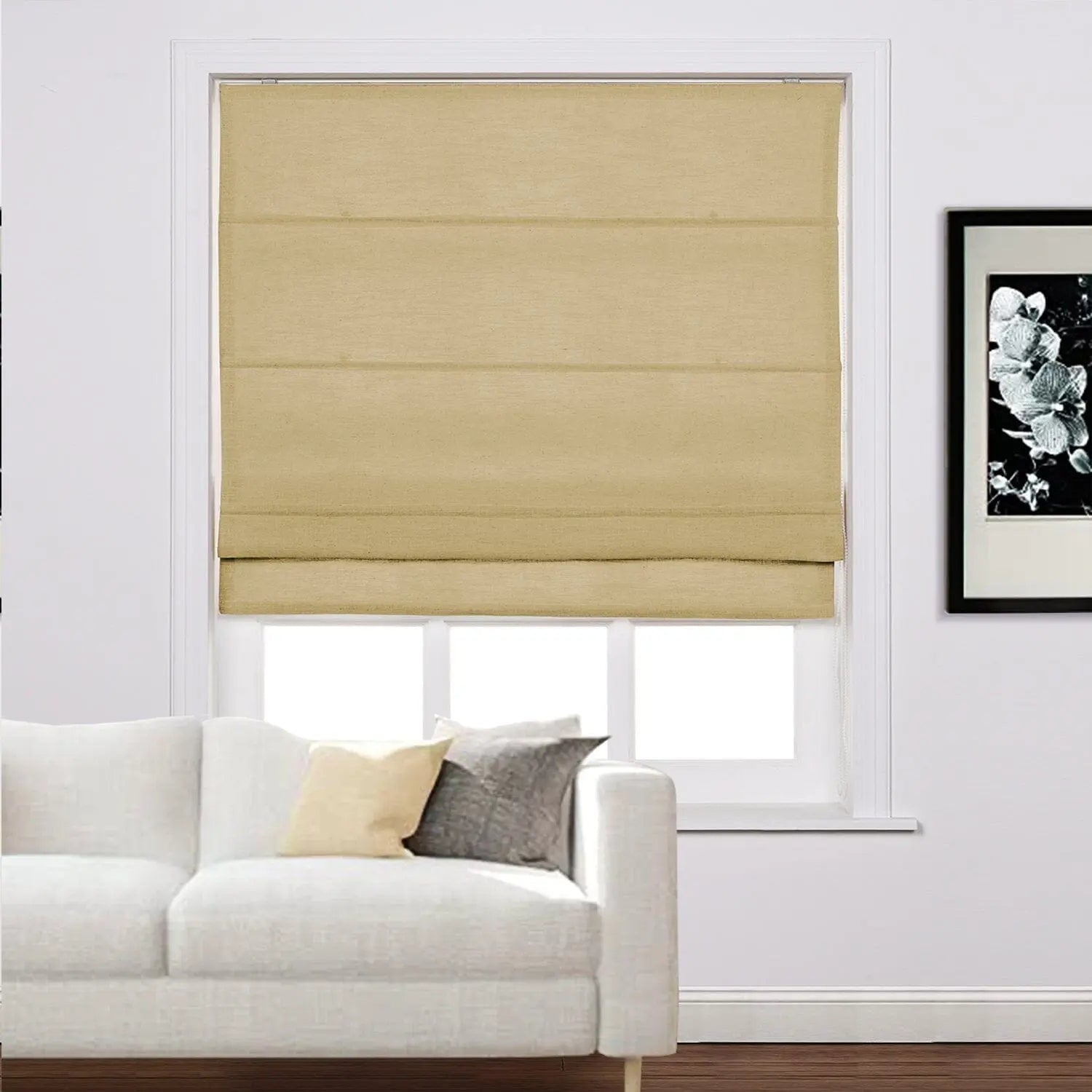 Zoe Linen Roman Shades for Windows Cord Lift