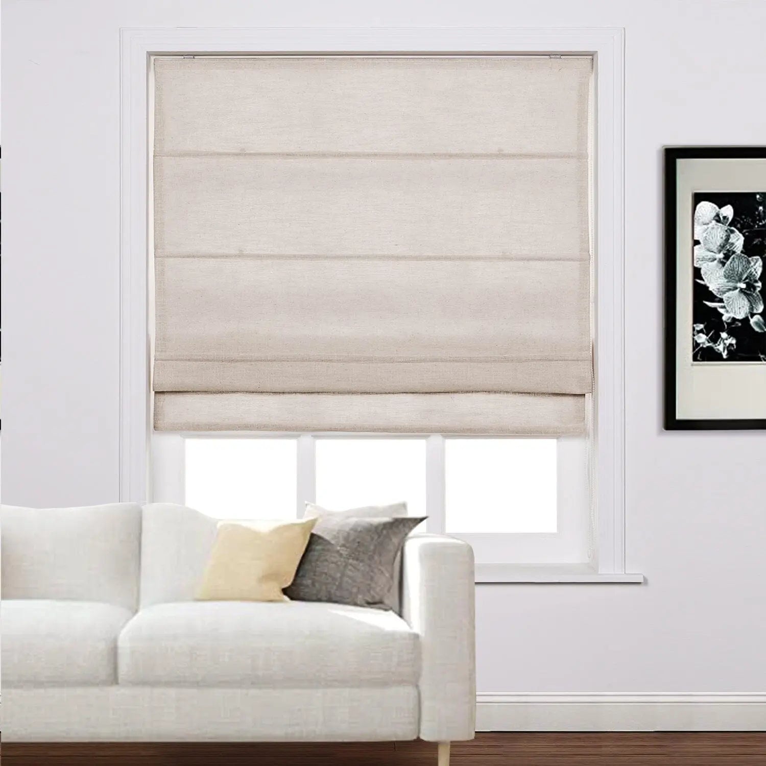Zoe Linen Roman Shades for Windows Cord Lift