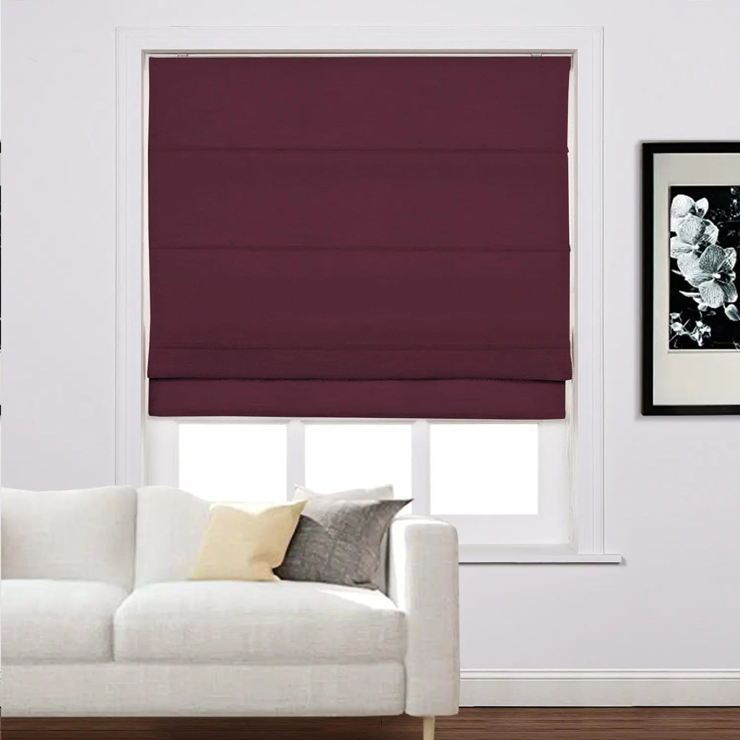Zoe Linen Roman Shades for Windows Cord Lift