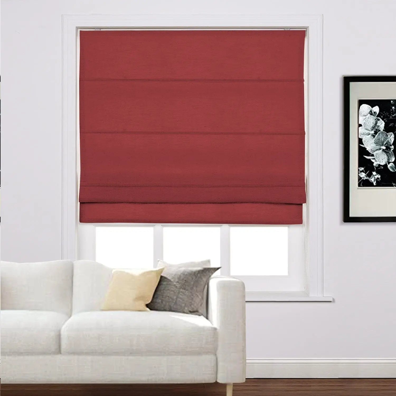 Zoe Linen Roman Shades for Windows Cord Lift