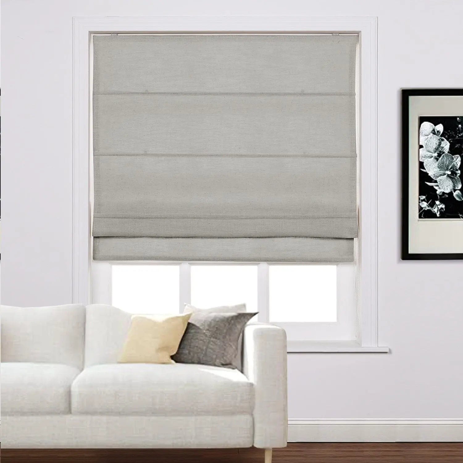 Zoe Linen Roman Shades for Windows Cord Lift