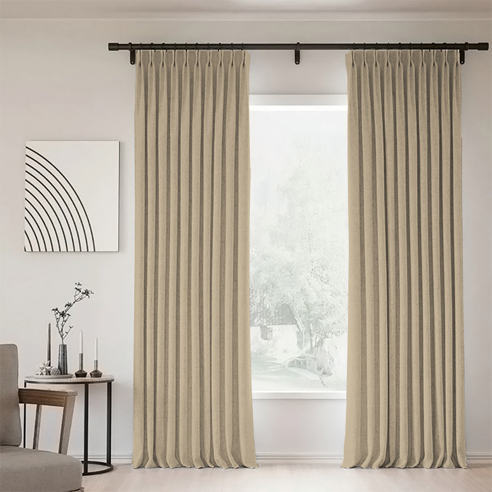 Sunny Linen Blackout Curtain Pleated