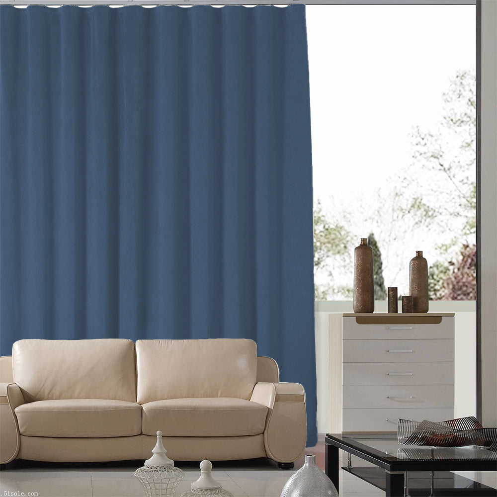 Luna Velvet Minimalist Ripple Fold Curtain with Track Kit