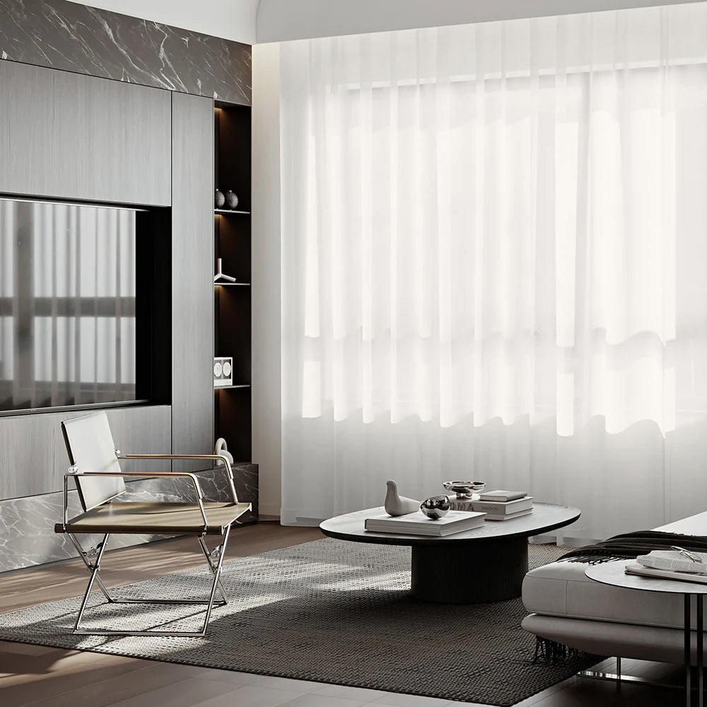 Sunny Linen Blackout Ripple Fold Curtain with Track Kit